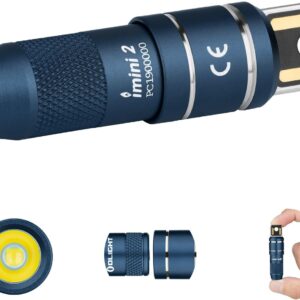 OLIGHT iMini 2 Mini LED USB Rechargeable Torch Key Hanger with Magnetic Base, 50LM 19.5g EOS Keychain Hand Lamp, IPX6 Small Flashlight for Camping, Outdoor, Emergencies Midnight