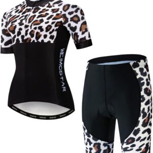 Hotlion Women’s Cycling Jersey Set 3D Gel Padded Bike Clothes Breathable Bicycle Clothing Suit