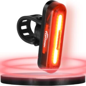 toptrek Rear Light Bicycle Visibility Range 200 Metres, Rear Light Bicycle LED StVZO Approved Bicycle Rear Light USB-C Rechargeable Battery Bicycle Light Rear IPX5 Waterproof for Road Bike, MTB,