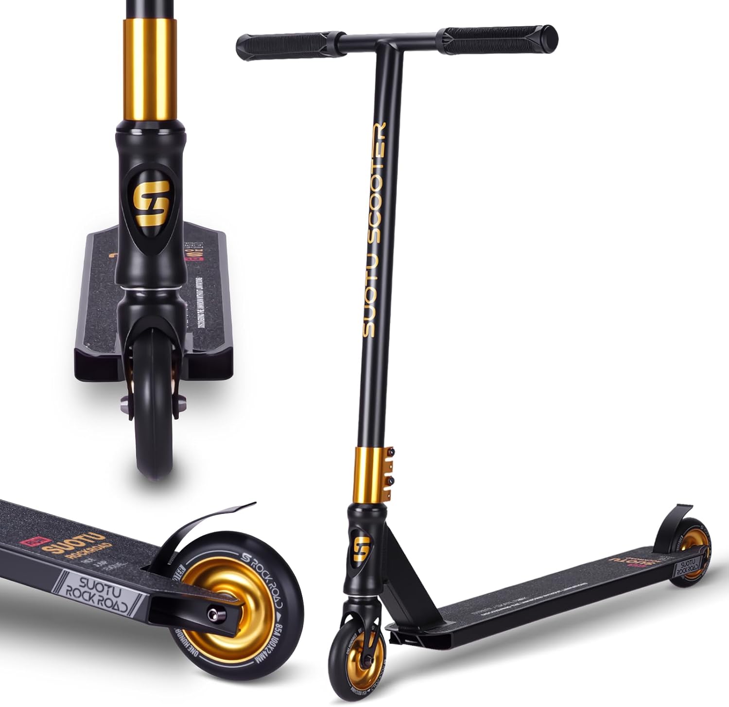 SUOTU Stunt Scooter, 360° Steering, Stunt Scooter with 100 mm 85A PU Wheels, Stand Scooter for Children, Teenagers and Adults, Load Capacity: 100 kg, Aluminium