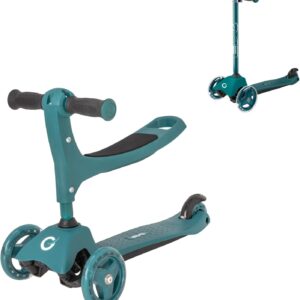 Evo EVO 3-in-1 Cruiser Scooter, Adjustable Handle Height, 3-Level Interchangeable Design, Scooter with Seat Convertible into 2-Wheel Scooter, Ideal First Scooter for Children from 1 Year