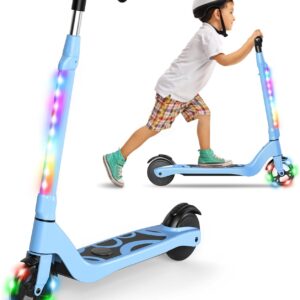 SISIGAD E Scooter Kinder für 6-12 Jahre, E Roller Kinder 5.3 Zoll Kinderroller mit Blinkende LED-Leuchten & 3 Einstellbare Höhe, Elektroroller Kinder Max 10km/h, 45W Motor, Maximale Belastung 70kg