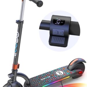 Gyroor H40 Children’s Electric Scooter, 200 W, E-Scooter with LED Display, Lights, 3 Adjustable Heights, Speed 10-16 km/h, Maximum Load 80 kg, Gifts, Electric Scooter for Children from 8-12 Years