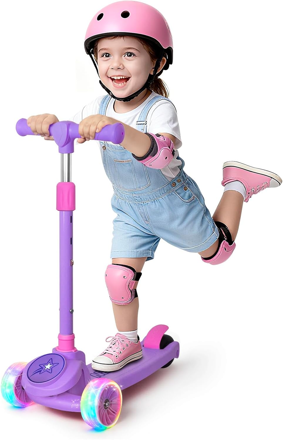 Nattork Children's Scooter, 3 Wheels, Children's Scooter with 3 Height-Adjustable Handlebars, Tilting Steering and Wide Non-Slip Deck, for Boys and Girls from 2 Years