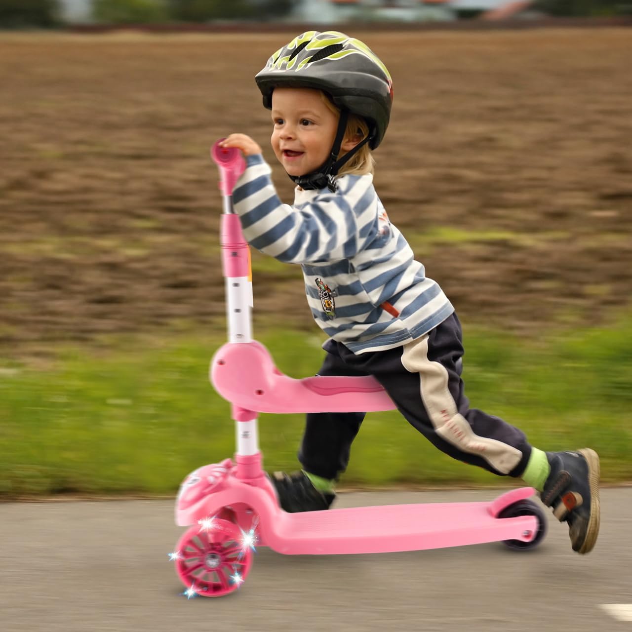 MalPlay Kitten 2-in-1 Folding Scooter LED Wheels Pink Robust Lightweight 4-Level Height Adjuster – Bild 6