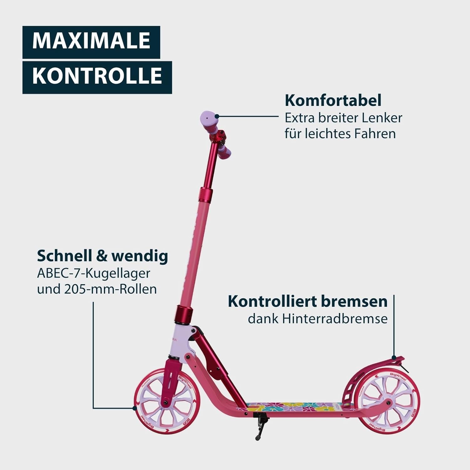 HUDORA BigWheel 205 Advanced Scooter - Daydream Edition - for up to 100 kg - Height-Adjustable & Foldable Scooter - Kick Scooter for Children/Teenagers & Adults – Bild 4