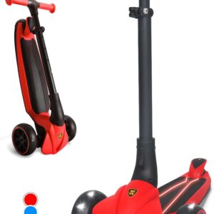 Kicknroll Scooter Children 3 Years – Children’s Scooter from 3 Years – Foldable Slide Scooter Children with 4 Adjustable Heights, LED Wheels, Illuminated Kickboard – Tricycle Scooter for Boys Girls
