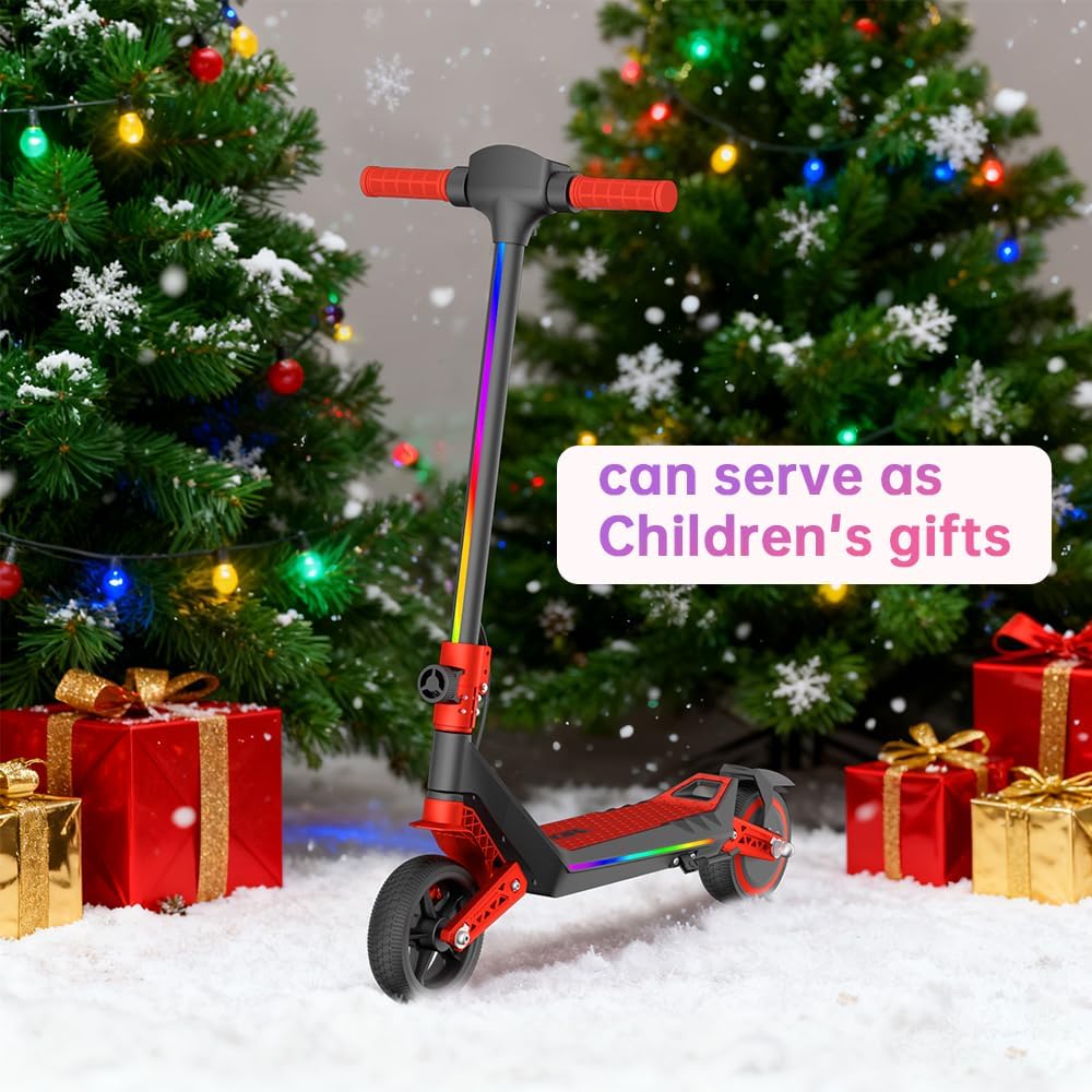 U8 Children's E-Scooter in 16 km/h, 12 km Range, 3 Speed Levels Zero Start, Electronic Brake, Double Suspension, 6.5 Inch Tyres, Foldable & LED Lighting, for Children from 6 Years, Four Colours – Bild 8
