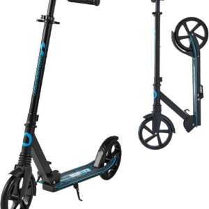 VEVOR Scooter (2 Räder) für Kinder ab 8 Jahren, Cityroller Kinderroller Straßenroller mit höhenverstellbarem Lenker & rutschfestem Deck & Handbremse, Tretroller bis zu 100 kg, Schwarz + Silber