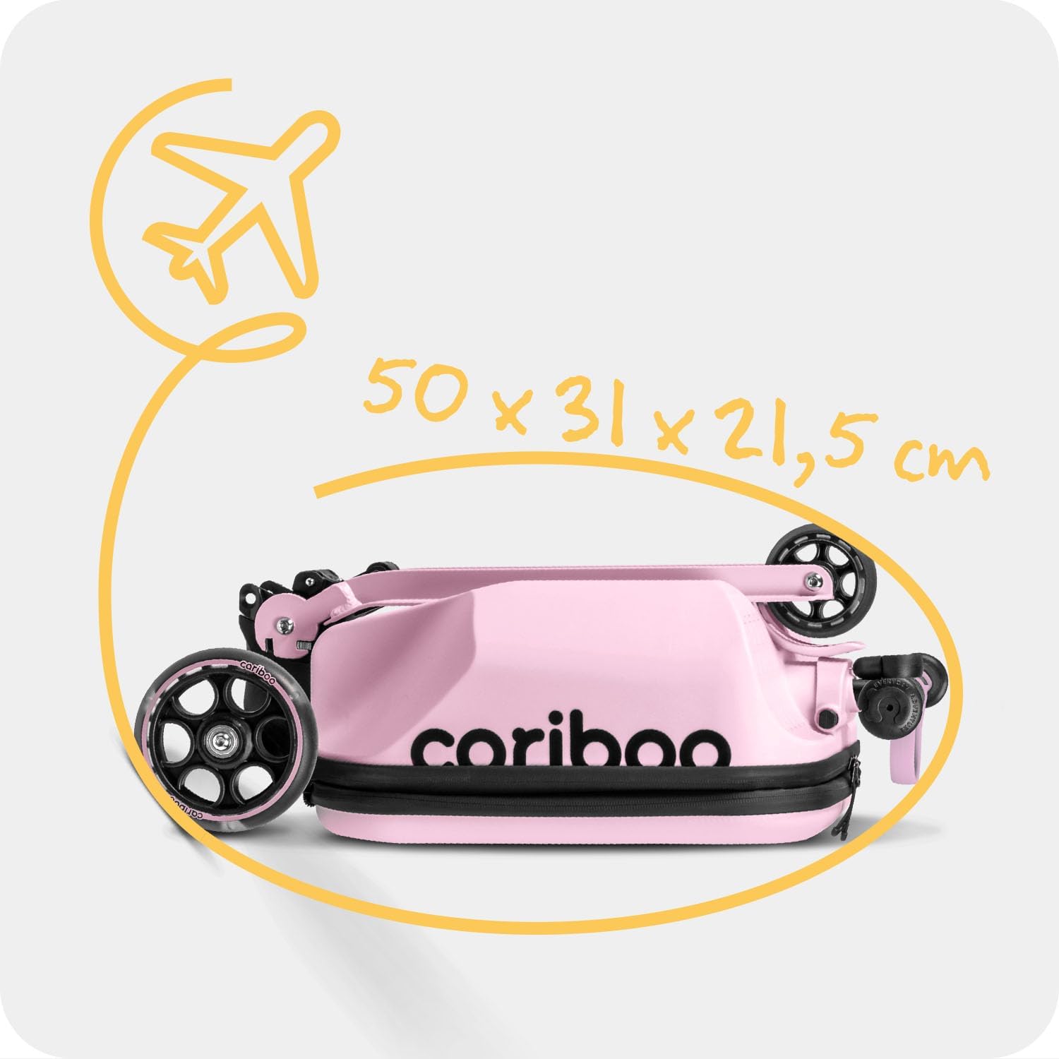 Cariboo iTravel Children's Scooter with Suitcase with 3 Wheels from 2 Years 2-in-1 Tricycle Foldable Height Adjustable up to 50 kg Hand Luggage – Bild 7