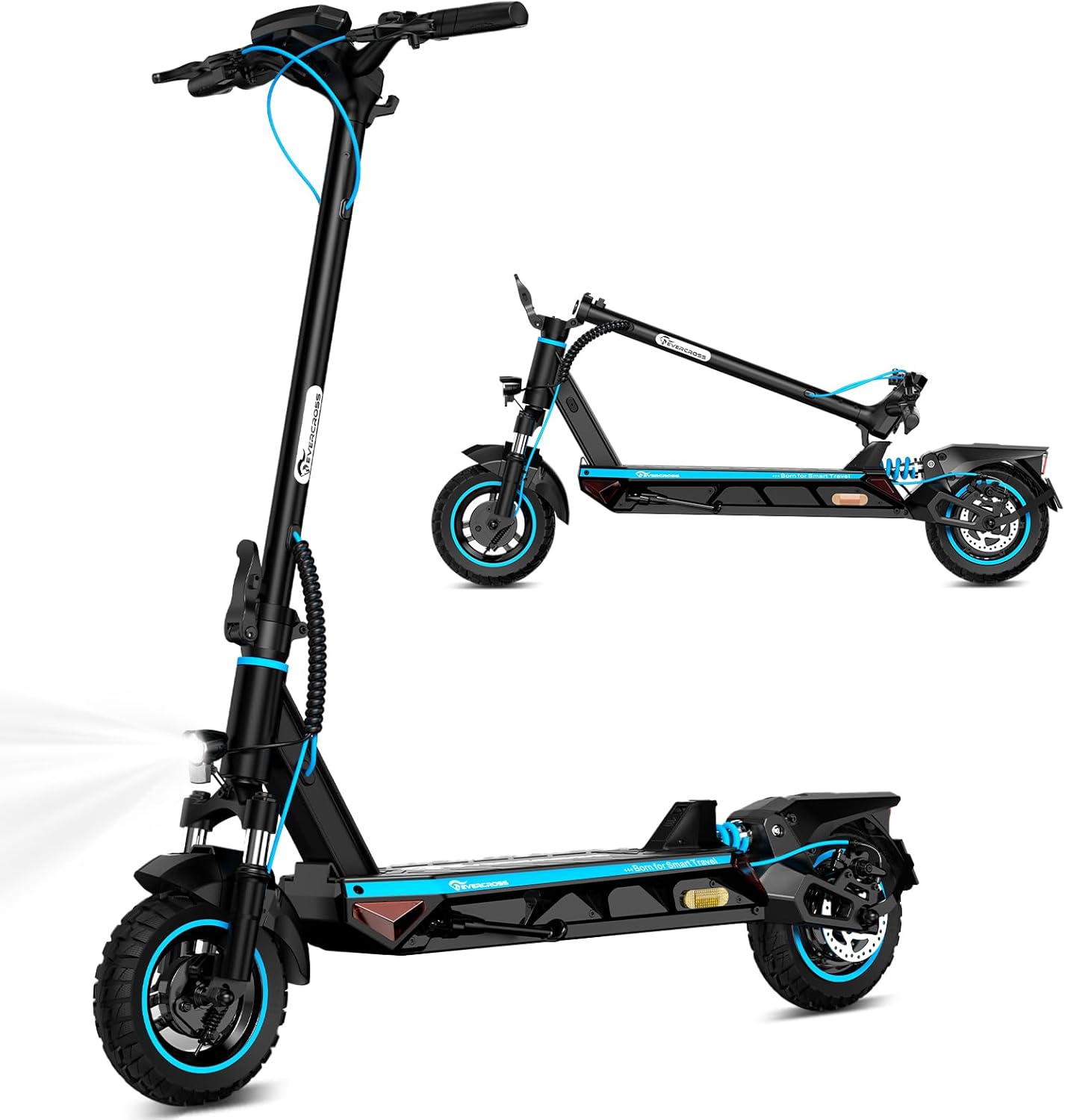 EVERCROSS A1 E-Scooter mit Straßenzulassung (ABE), 500W Motor, 10 Zoll Offroad Vakuumreifen, 46,8V 716,04WH Akku bis 70 km Reichweite, Faltbarer Elektroroller für Erwachsene mit App & LED-Display