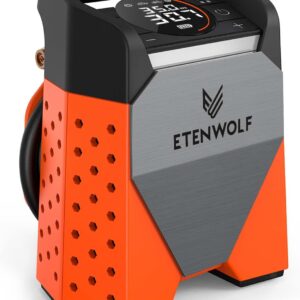 ETENWOLF Zephyr S3-7800 mAh Electric Air Pump, 160 PSI / 11.03 Bar Portable Air Compressor for Car, Motorcycle, Bicycle, Balls, 1 Minute Quick Fill and Digital LED Lights, USB Power Bank