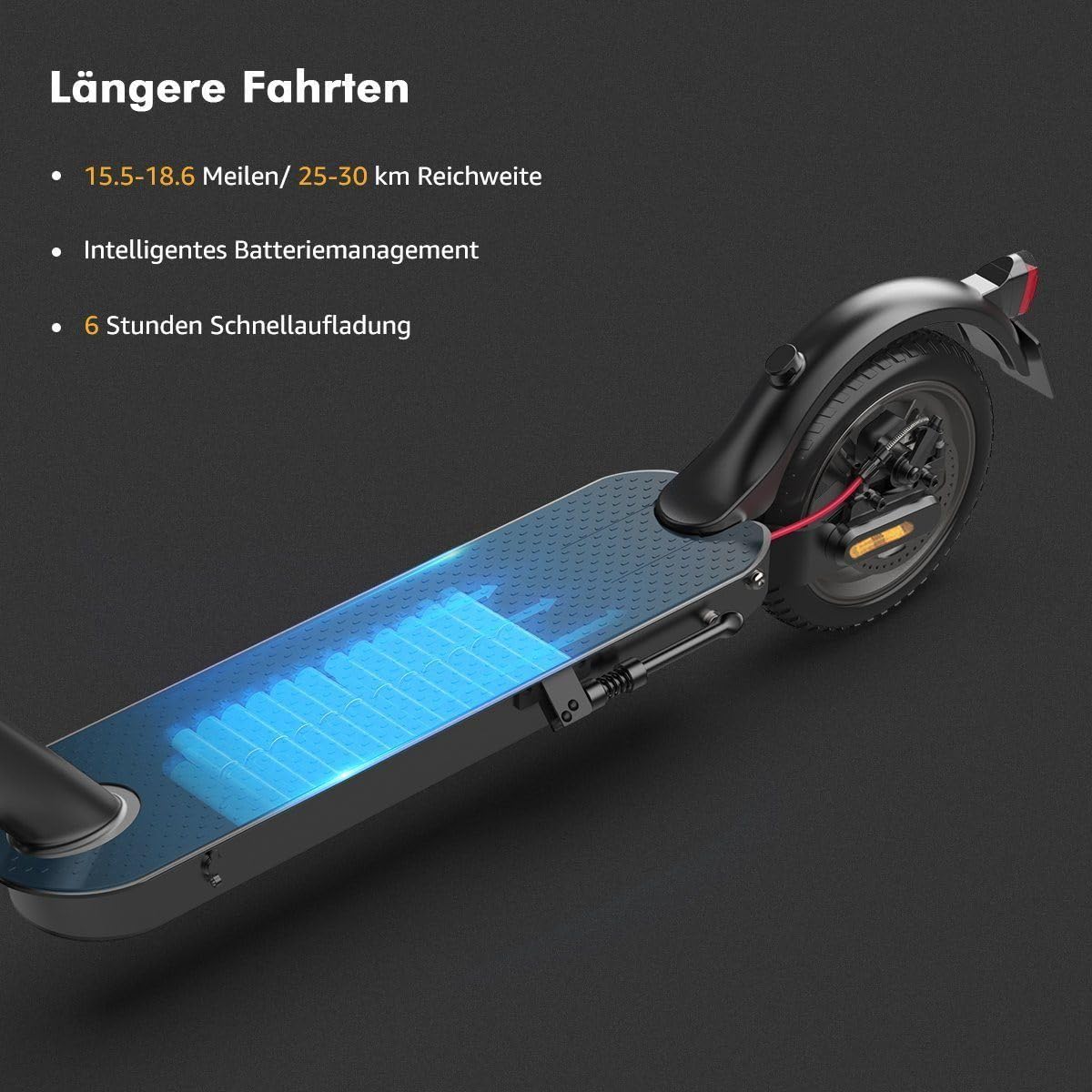 iScooter E Scooter with Road Legal, ABE Electric Scooter Load up to 120 kg, 30 km Range, LED, 20 km/h, 350 W Motor, 8.5 Inch Honeycomb Tyres, Dual Brake System E Scooter for Adults – Bild 5