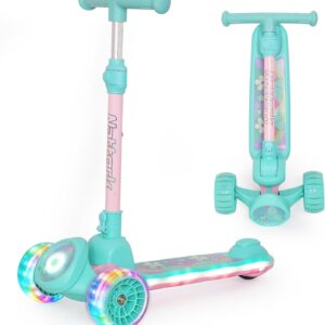 Nattork Scooter Children’s Scooter, 3 Wheels Children’s Scooter with Wide Non-Slip Deck and T-Bar Handle, Balance Training Scooter with Height Adjustable for Children from 3 Years, Maximum up to 100