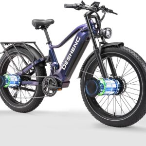 D26 Adult Dual Motor Electric Bicycle with Full Suspension, 26-Inch Fat Tyre Mountain Bike Battery, 48 V 25 AH, Hydraulic Brakes