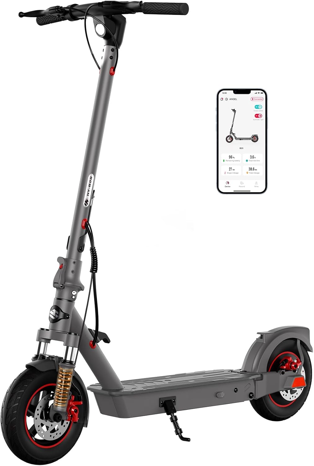 SISIGAD E Scooter 10 Inch Electric Scooter Adult with Double Suspension and App, Electric Scooter Adult 450 W Motor 36 V 10.4 Ah Battery 20 km/h Speed, E Scooter with Double Brake Shock Absorber