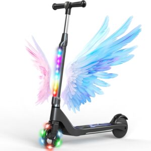 SISIGAD Children’s E Scooter for 6-8-10 Years, 5.3 Inch Children’s Scooter with Flashing LED Lights & 3 Adjustable Heights, Children’s E Scooter 45 W Motor Max 10 km/h, Maximum Load 70 kg