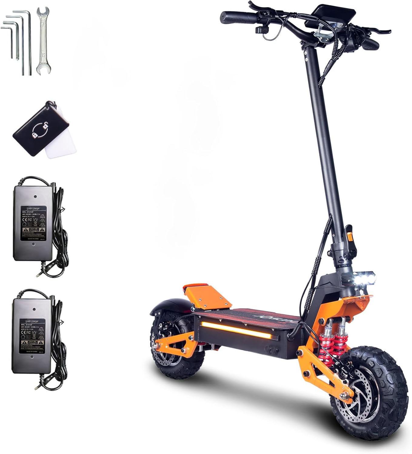 HWWH E-Scooter Offroad Electric Scooter Fast E Scooter NFC Keyless Start 11 Inch All-Time Tyres Double Motor C-Type Suspension 60 V 40 Ah Lithium-Ion Battery Maximum Autonomy 100 km