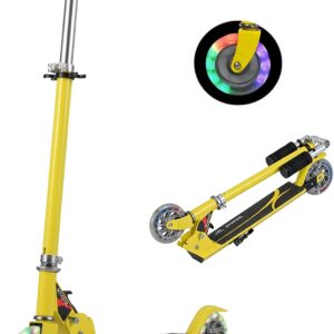 COSTWAY Children’s Scooter with LED Wheels, Children’s Scooter from 4 Years, 70 kg Load Capacity, City Scooter, Height Adjustable, Children’s Kick Scooter for Boys and Girls