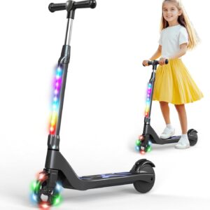 SISIGAD E Scooter Kinder für 6-8-10 Jahre E Roller Kinder 5.3 Zoll Kinderroller mit Blinkende LED-Leuchten & 3 Einstellbare Höhe, Kinder E Scooter 45W Motor Max 10km/h, Maximale Belastung 70kg