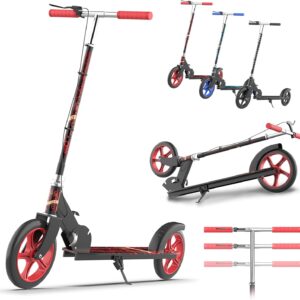 Kinderroller, Scooter für Kinder ab 6 Jahre, Klappbarer Cityroller mit Handbremse, ABEC-7 Kugellager, 3-Fach Höhenverstellbar, Aluminium Tretroller für Jungen & Mädchen