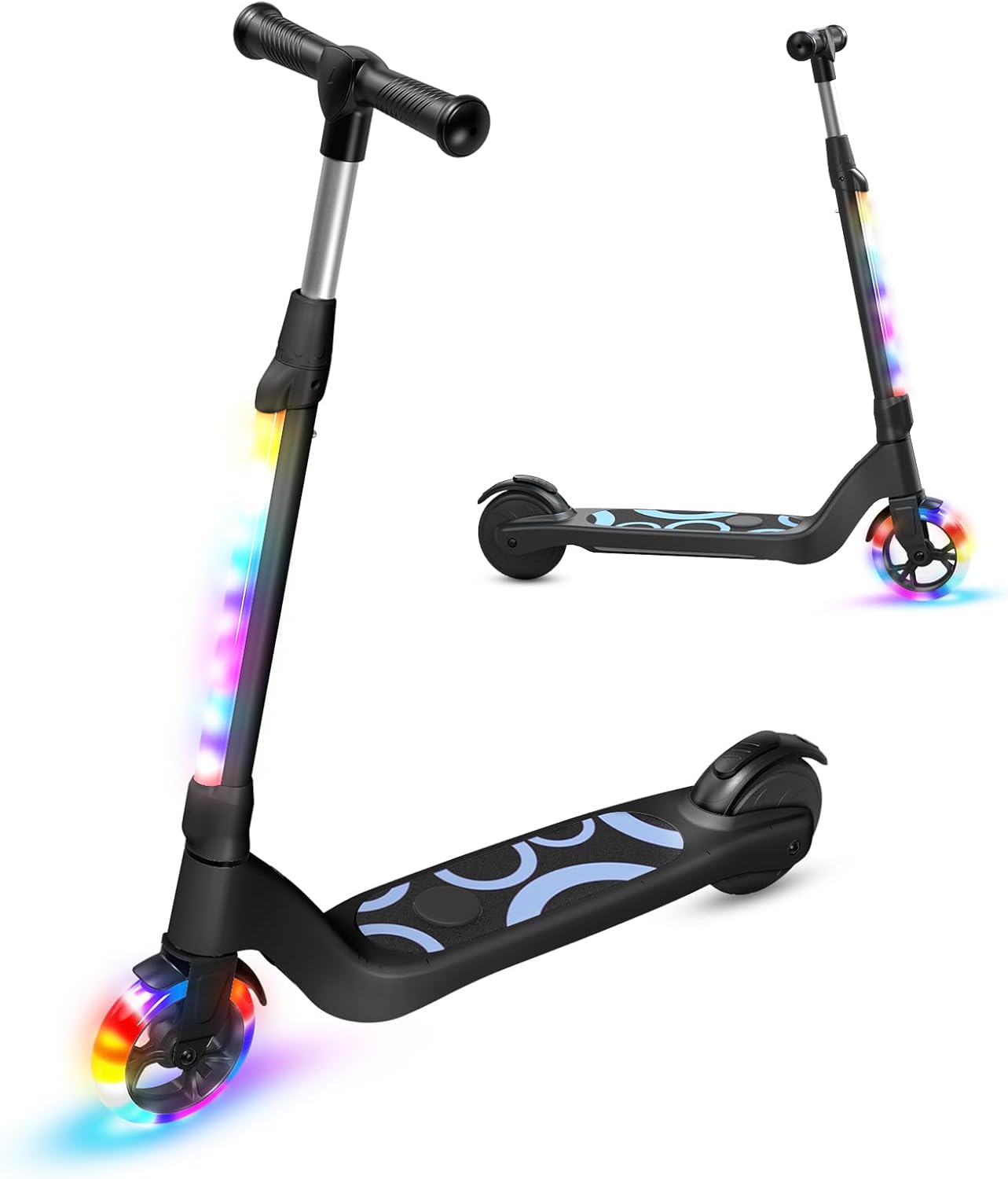 TST E Scooter Children for 6-10 Years, 5.3 Inch E Scooter Children with Flashing LED Lights & 3 Adjustable Heights, Children's Scooter 45 W Motor Max 10 km/h, Maximum Load 70 kg Children's E Scooter