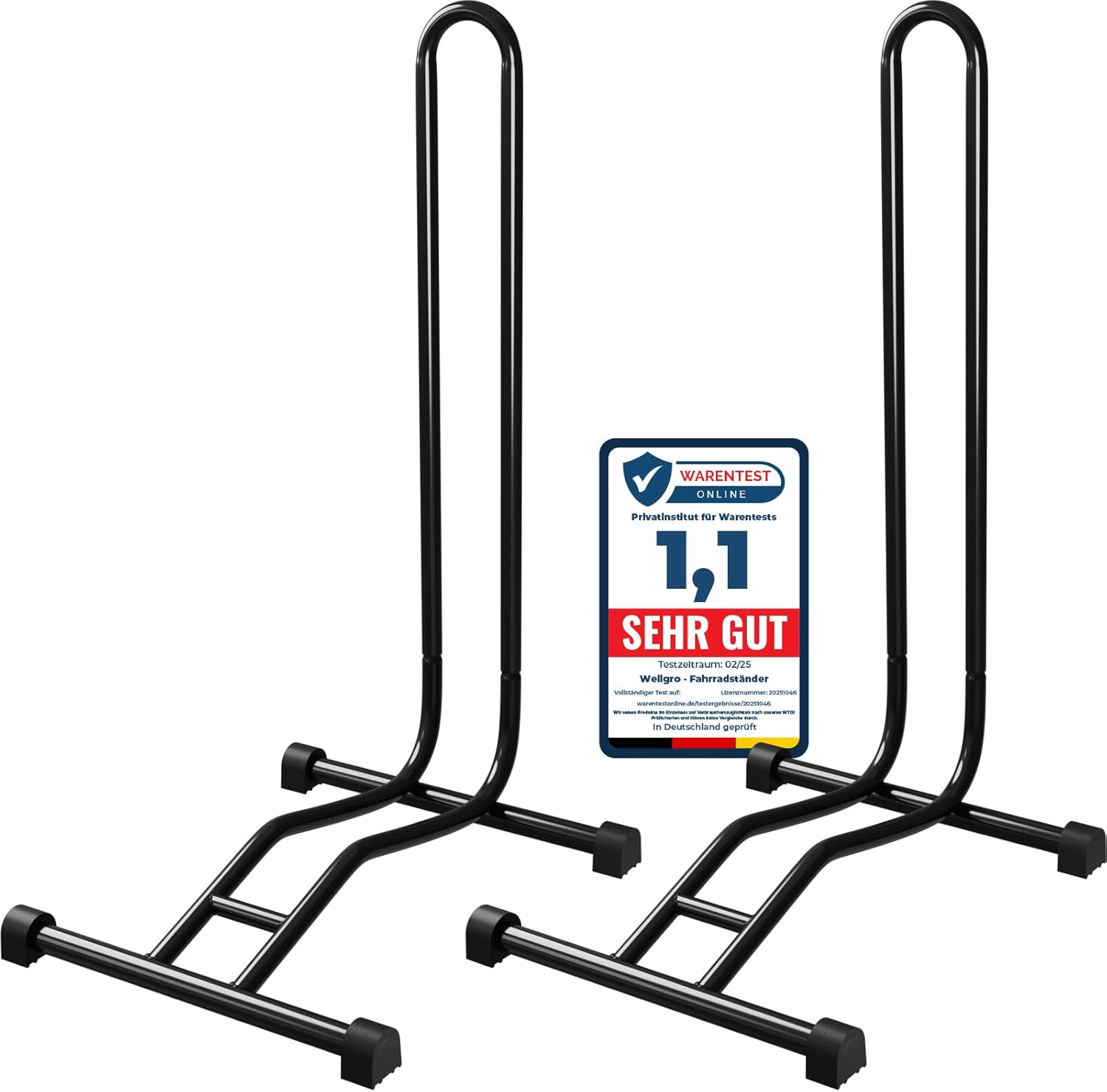 2 x Wellgro® bicycle stand, steel, secure stand, colour: black.
