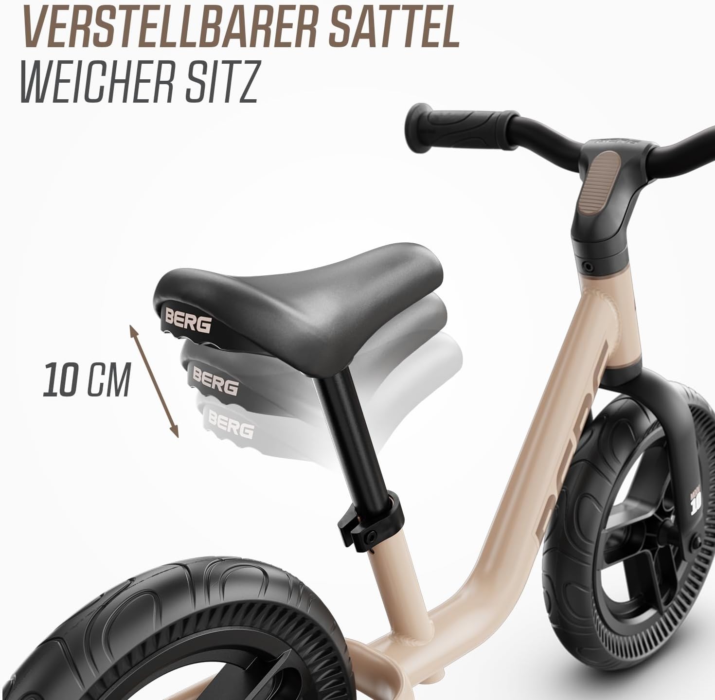 Berg MOOV 10 Balance Bike from 2 Years, 10 Inch Balance Bike up to 30 kg, Steering Wheel and Saddle Height Adjustable, Safe and Ultralight Walking Bike for Boys and Girls – Bild 6