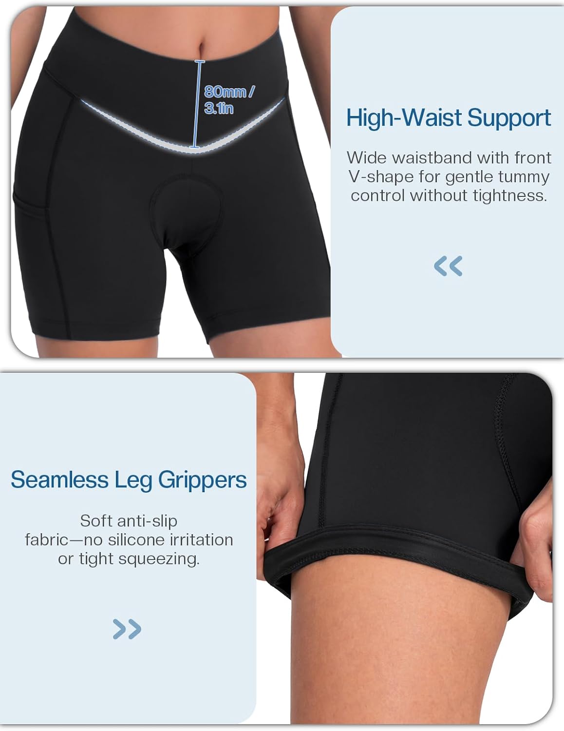 BERGRISAR Women's Padded Breathable Elastic Cycling Shorts with 3 Pockets – Bild 3