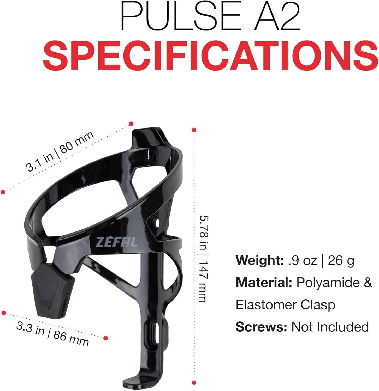 ZEFAL Pulse A2 x 2 - Set of Two Bicycle Bottle Holder, Lightweight, for Bicycle/MTB/Road Bike, Bicycle Bottle Holder, Robust and Durable, 26 g, White, White – Bild 2