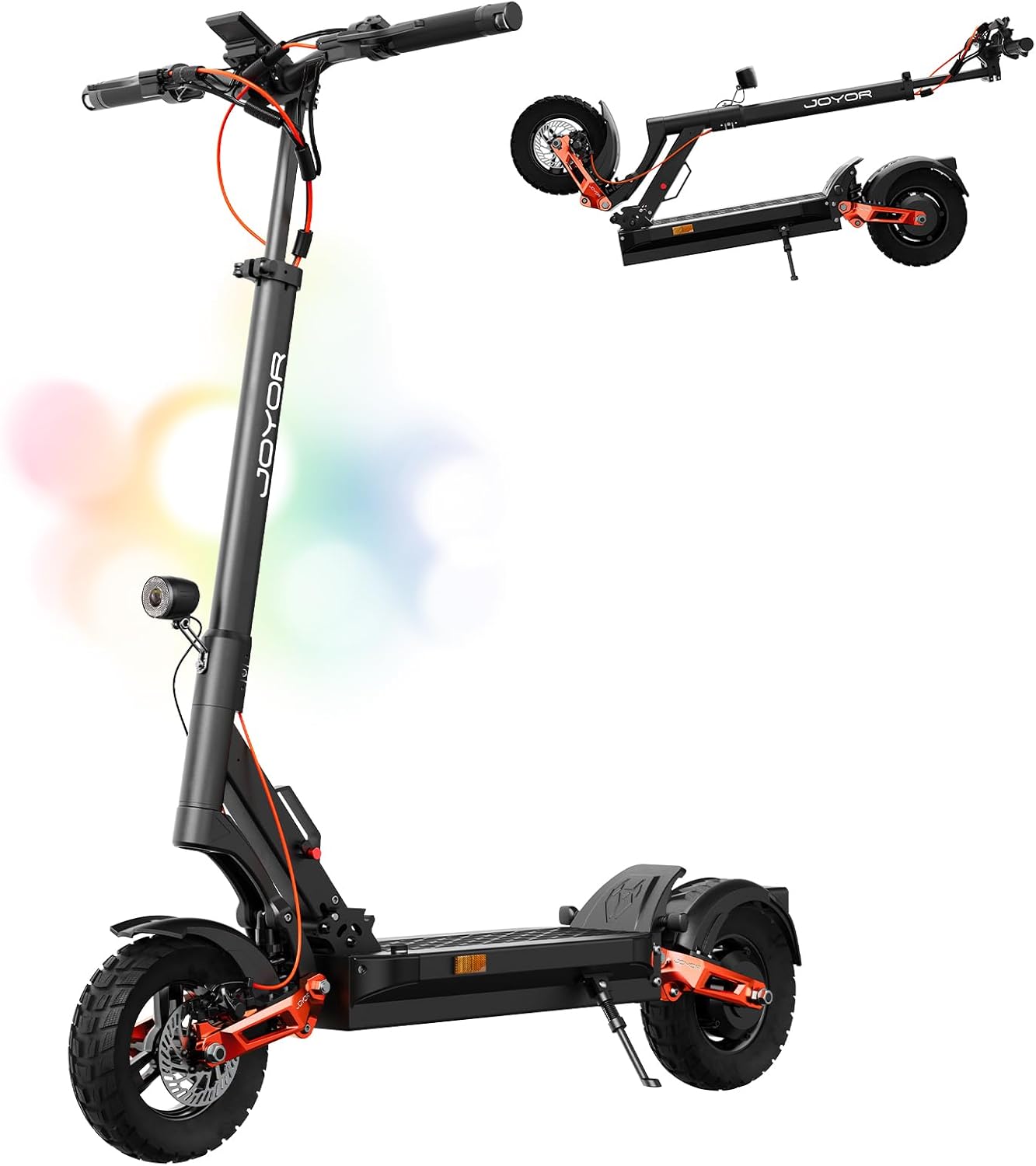 JOYOR E Scooter T Series, Range 40-100 Km, Electric Scooter with Hydraulic Spring Shock Absorber Front and Rear, Foldable E Scooter Off-Road, 150 kg Load Capacity
