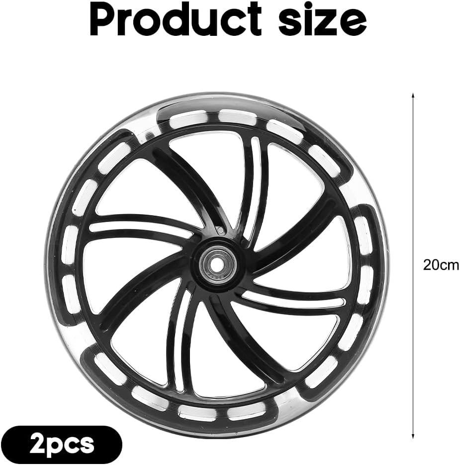 DASIAUTOEM 200 mm Scooter Wheels, Luminous Scooter Wheels, Pack of 2 LED Light Wheels, Scooter Replacement Wheels, Non-Slip and Durable for City Scooters and Kick Scooters – Bild 2