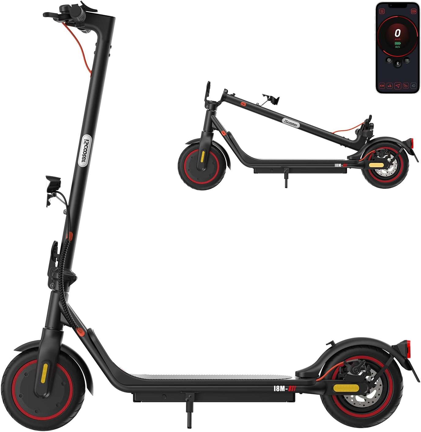 E Scooter with Road Legal for Adults with Smart App Control, Max 20 km Range, ABE Foldable E Scooter with 8.5 Inch Pneumatic Tyres, Electric Scooter Max. 20 km/h Speed for City Commuters