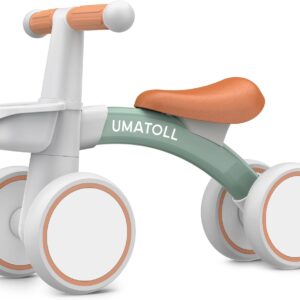 Umatoll Children’s Balance Bike from 1 Year, Toy for 12-24 Months, Baby Walking Bike with Basket for Boys Girls, Gifts for 1 Year-Old Birthday (Green)