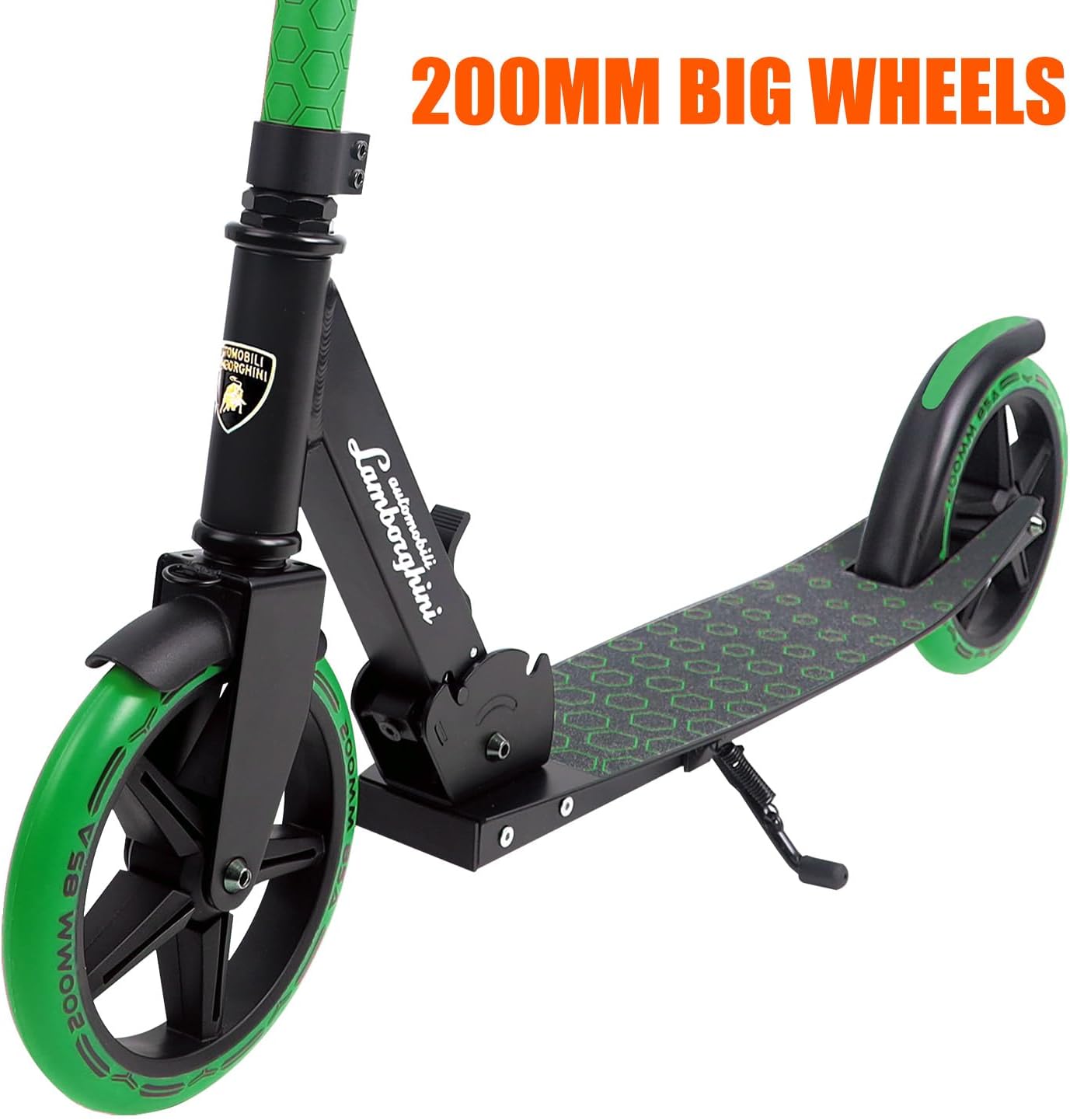 Lamborghini 2-Wheel Scooter, Children's Scooter from 6 Years and Adults, 200 mm Large Wheels, Foldable, Height Adjustable, with Stand, Sturdy Aluminium City Scooter, Scooter up to 100 kg – Bild 2