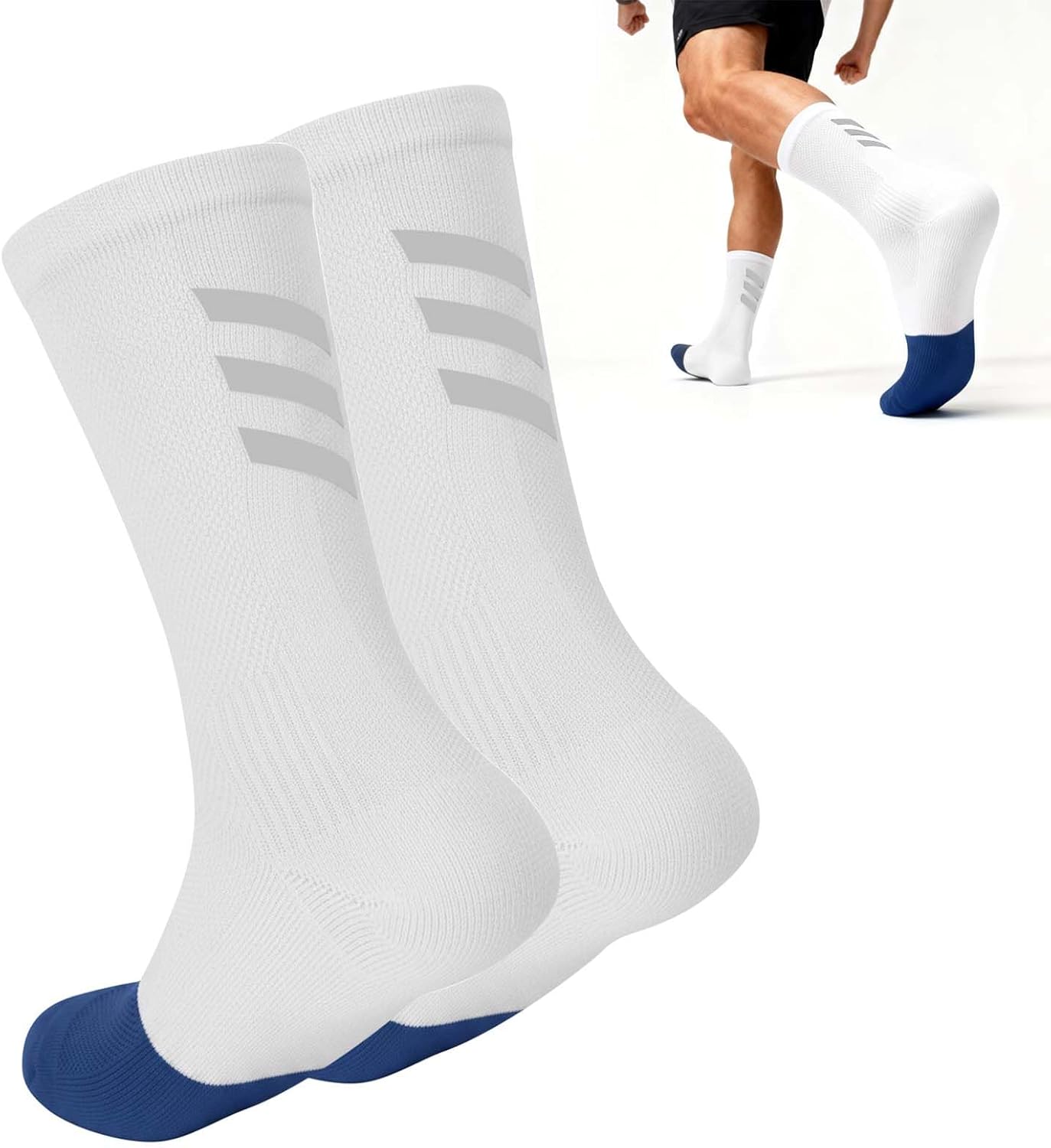Cycling Socks for Men, Compression Running Socks, Road Bike Socks Men 40-44, Breathable, Crew Sports Socks with Padding, for Hiking, Basketball, Bicycle – Bild 2