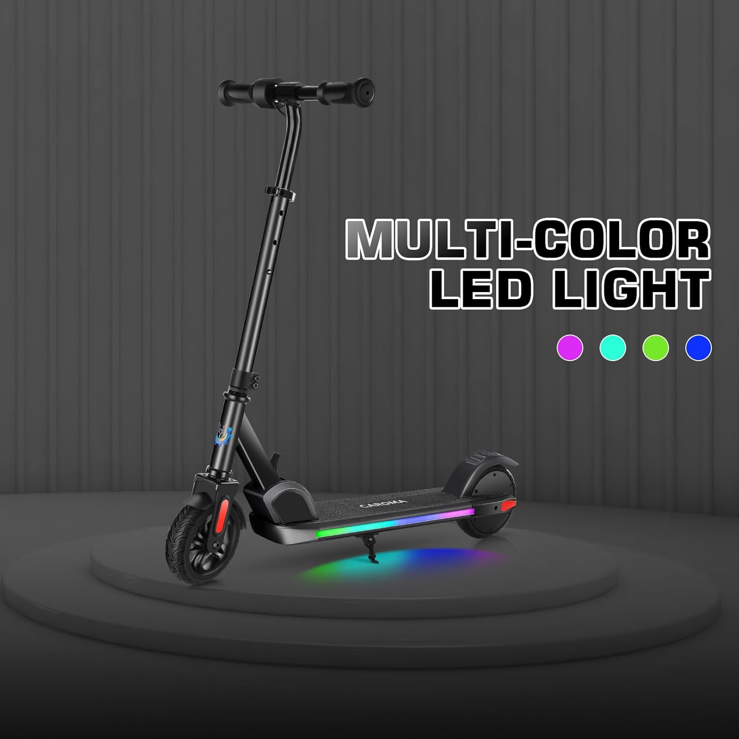 Caroma E Scooter Kinder von 8-12 Jahren,bis zu 16 km/h & 8 km,Elektroroller Kinder mit Bunte Leuchten, LED-Anzeige,Einstellbare Geschwindigkeit und Höhe,Leichter Faltbarer Elektroscooter – Bild 4
