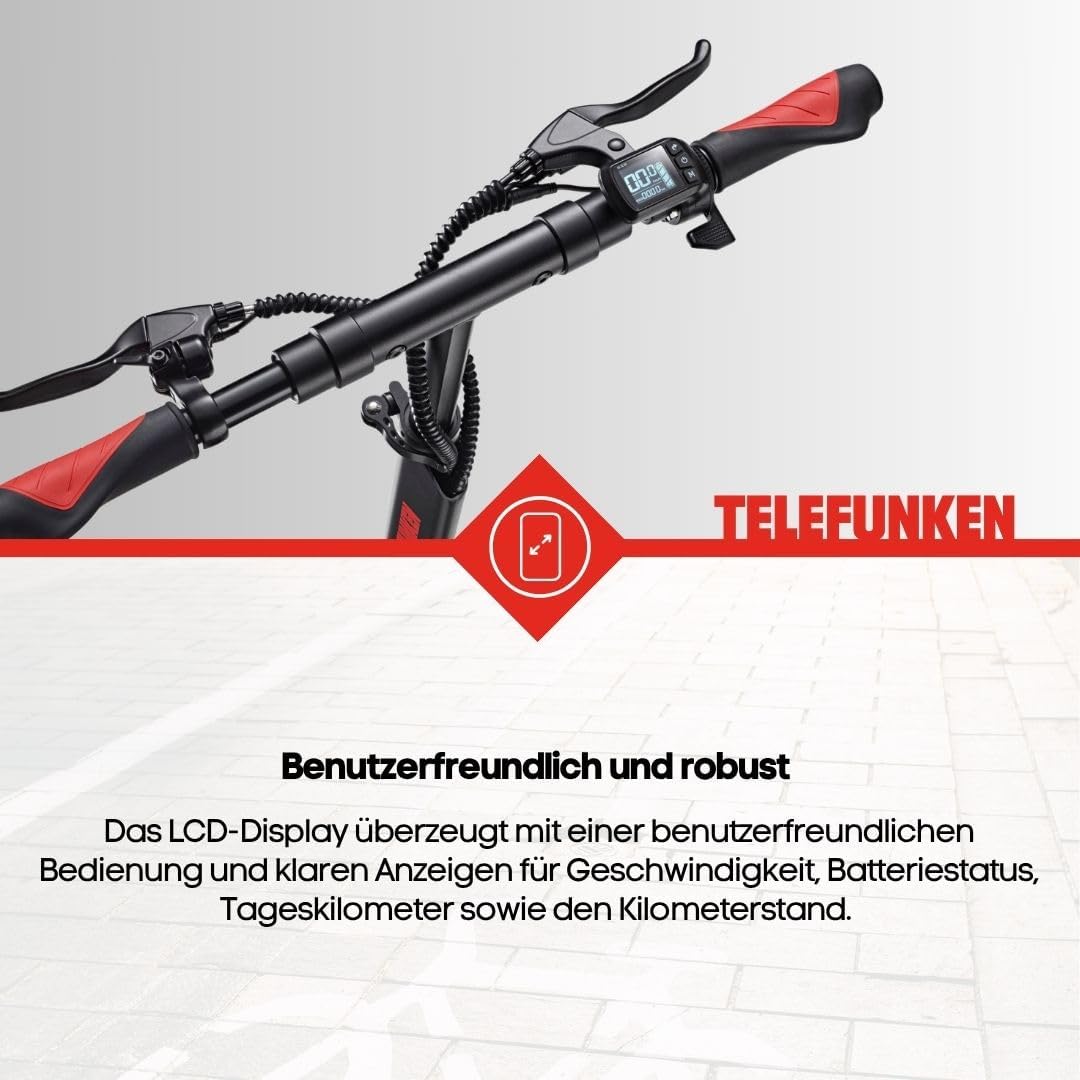 Telefunken Synergie S950 E-Scooter with Road Approval ABE Full Suspension Electric Scooter with 50 km Range, 10 Inch Pneumatic Tyres and Disc Brakes – Bild 6