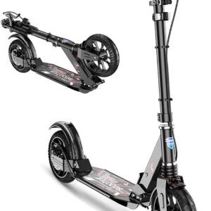 Cityroller Adult Scooter 150 kg Load Capacity, City Scooter Children, Big Wheel Scooter with Brakes and Shock Absorbers, Foldable & Height Adjustable