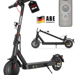 iScooter E Scooter with Road Legal, ABE Electric Scooter Load up to 120 kg, 30 km Range, LED, 20 km/h, 350 W Motor, 8.5 Inch Honeycomb Tyres, Dual Brake System E Scooter for Adults