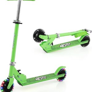 COSTWAY Children’s Scooter, Scooter with LED Wheels, Foldable Handlebar, Height Adjustable Children’s Scooter, City Scooter, Kick Scooter for Boys and Girls from 3 Years