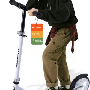 Tretroller für Kinder & Erwachsene – Klappbarer Cityroller mit höhenverstellbarem Lenker – Scooter mit Ständer – Keine Montage nötig – Leicht bis 100KG