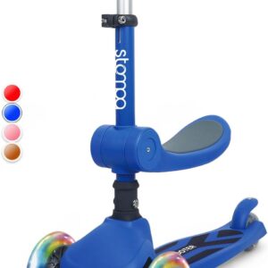 Stompa Roller Kinder 2 Jahre Scooter 2 in 1 Kinderroller ab 2 Jahre bis zu 50 kg mit Klappbar Sitz &LED Räder, Höhenverstellbarer, Faltbar Tretroller Dreirad Roller für Kleinkinder Jungen Mädchen