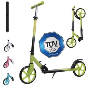 Habib Gruppe Cityroller, Kick Scooter, Children’s Scooter for Children and Teenagers, Sturdy, Foldable Aluminium Scooter, Height Adjustable, 200 mm Wheels, Portable with Shoulder Strap, from 5 Years