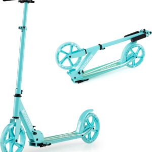 Costway scooter, folding, height adjustable city scooter, 100 kg load capacity, sports kick scooter, with 2 LED wheels