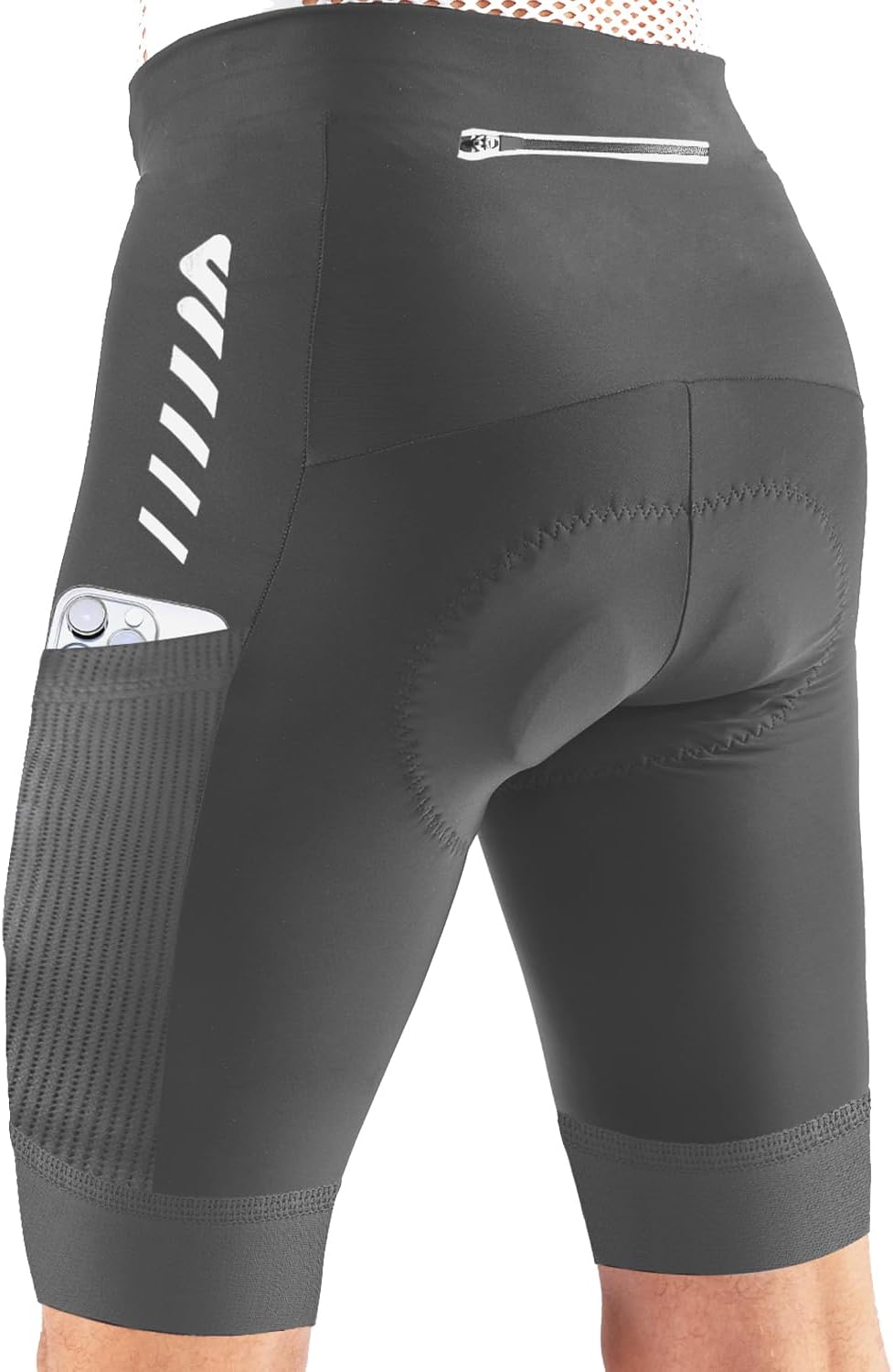 Lo.gas Men's Cycling Shorts Padded 4D Cycling Shorts Short Padded Quick-Drying Elastic with Reflective Stripes