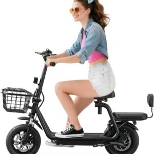 Adult Electric Scooter with Turn Signals, 12 Inch Pneumatic Tyres, Dual Front & Rear Suspension Up to 30 km Range, Electric Scooter with Disc Brakes, IP55, Load Capacity up to 120 kg