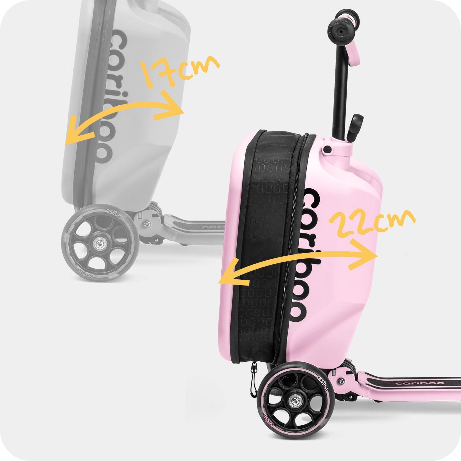 Cariboo iTravel Children's Scooter with Suitcase with 3 Wheels from 2 Years 2-in-1 Tricycle Foldable Height Adjustable up to 50 kg Hand Luggage – Bild 6