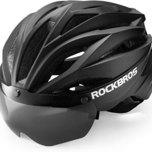 ROCKBROS Adult Bicycle Helmet with Visor Magnetic Removable MTB Helmet Breathable Cycling Helmet Road Bike Helmet Adjustable for Men and Women 58-62 cm