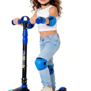 Nattork Children’s Scooter 3-12 Years, Children’s Scooter with LED Lights, 4 Height Adjustment Children’s Scooter for Boys Girls 3-8 Years, Up to 100 kg Children’s Scooter